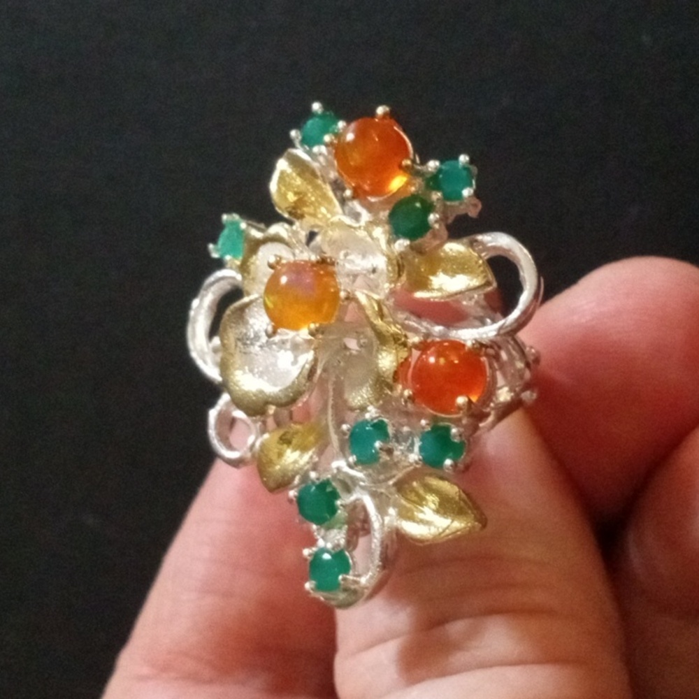925 Opal Emerald Ring - image 2